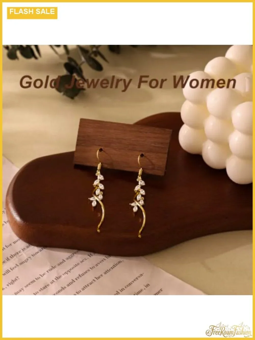Dangle Earrings 14K Gold Plated Cubic Zirconia Wedding Bridal